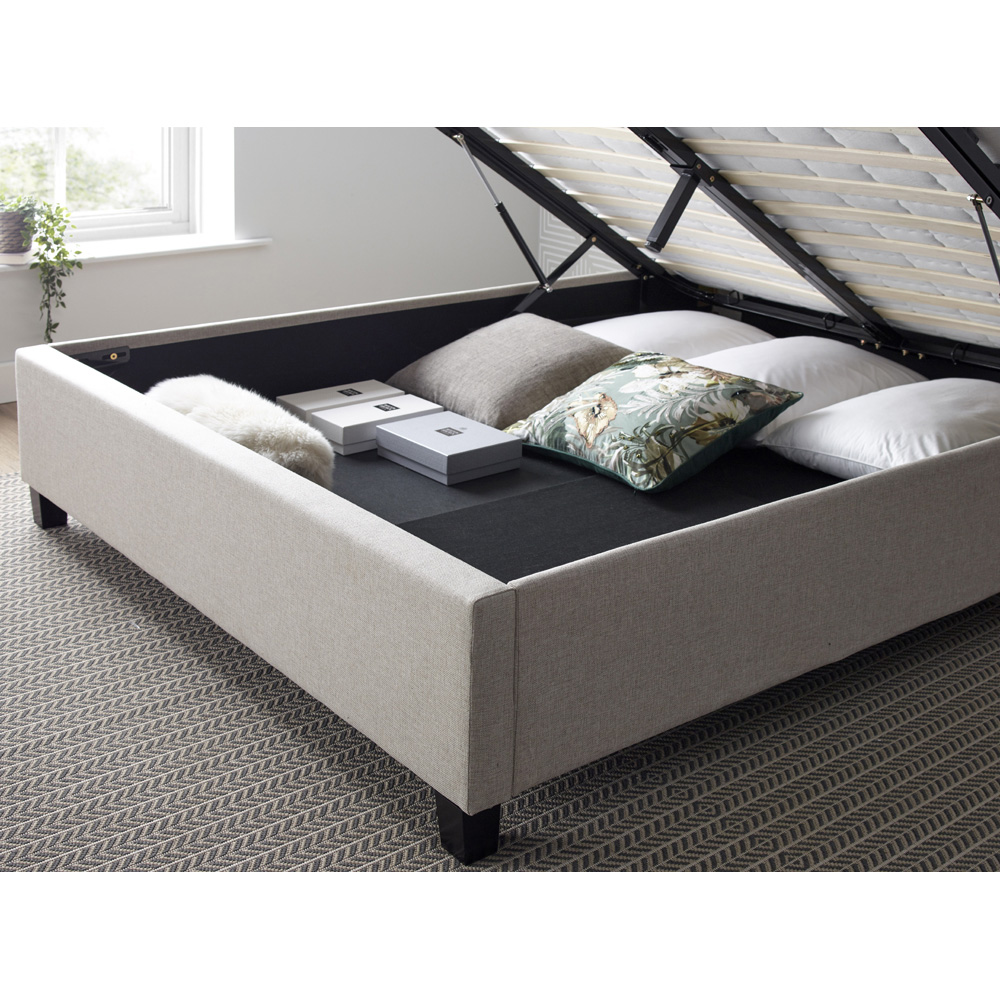 Brandon King Size Oatmeal Fabric Ottoman Bed Image 4