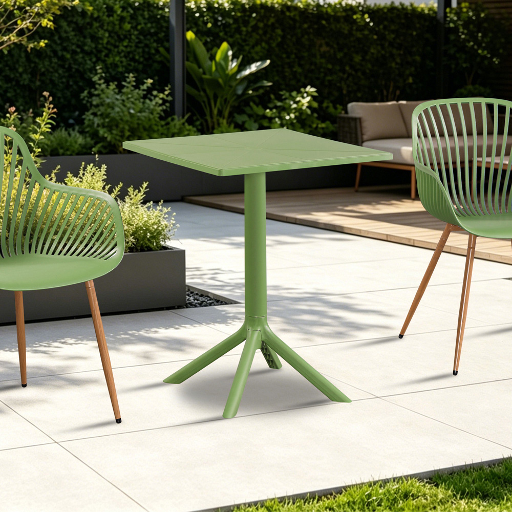 Core Products 2 Seater Moss Green Square Plastic Garden Bistro Table Image 6