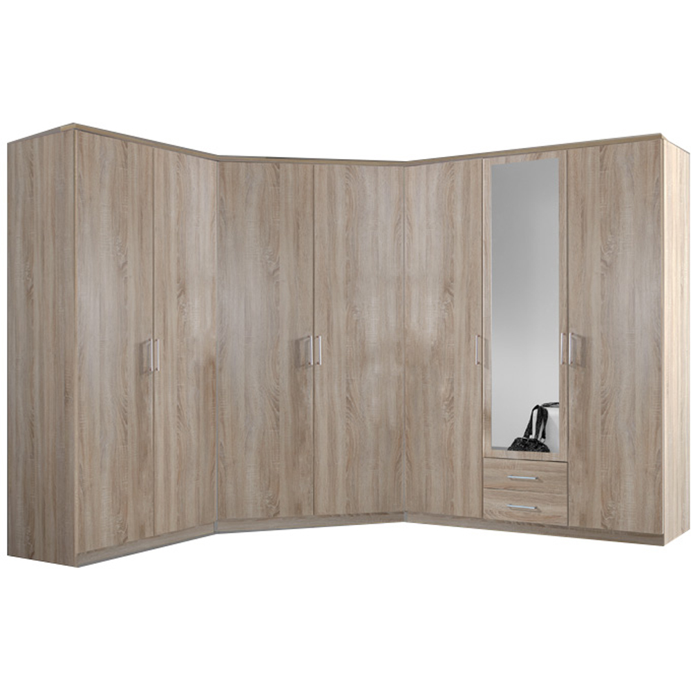 TJ'S Gerven 2 Door Oak Corner Wardrobe Image 3