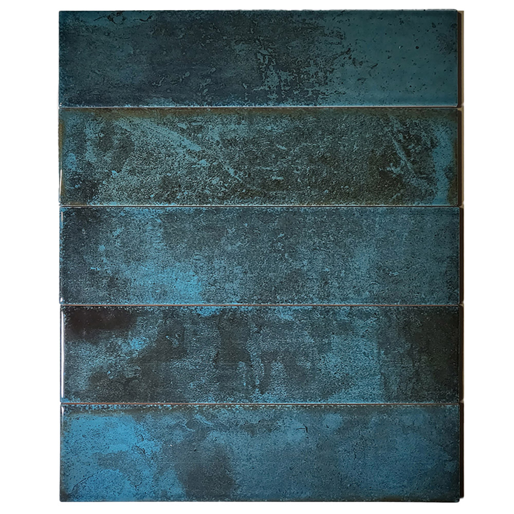 Top Ceramics Metro Turquoise Green Gloss Flat Bumpy Ceramic Wall Tile 65 x 250mm 0.82sqm Image 2