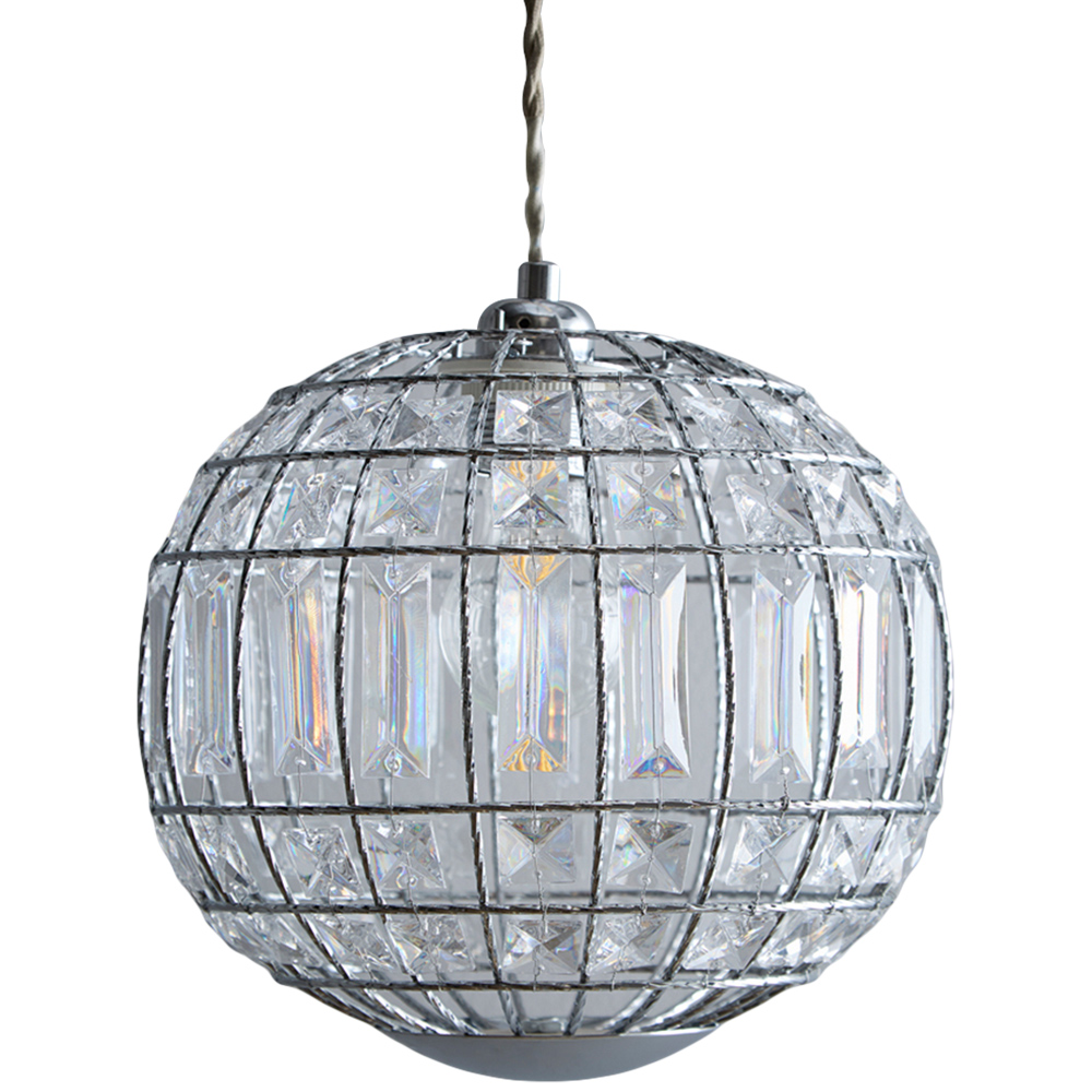 Kliving Apollo Clear Acrylic Beads Chrome Sphere Pendant Light Image 1