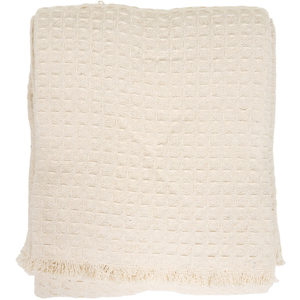 Waffle Cotton Throw Natural Image 1