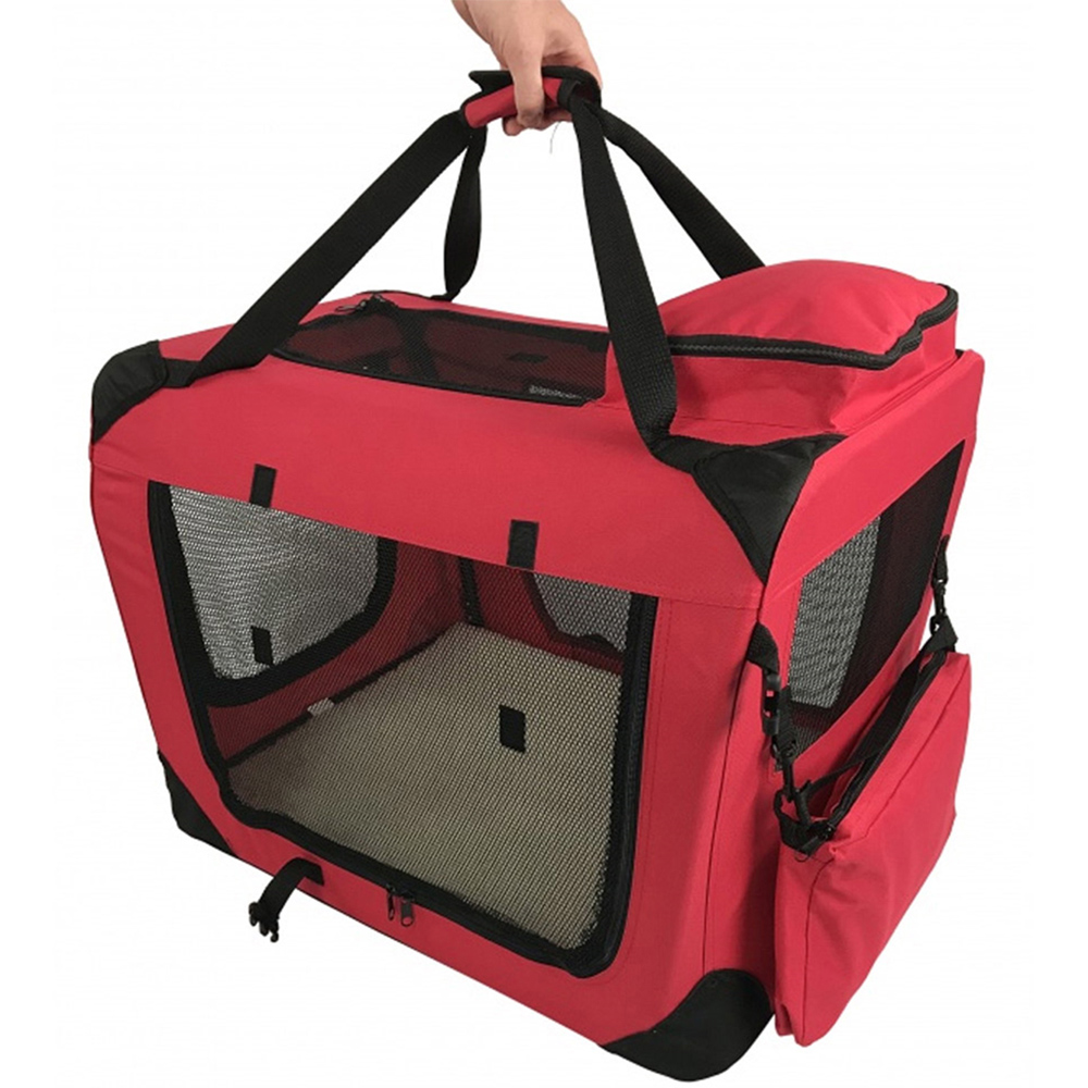 Folding Soft Crate Fabric Pet Carrier - Red - Large Image 3