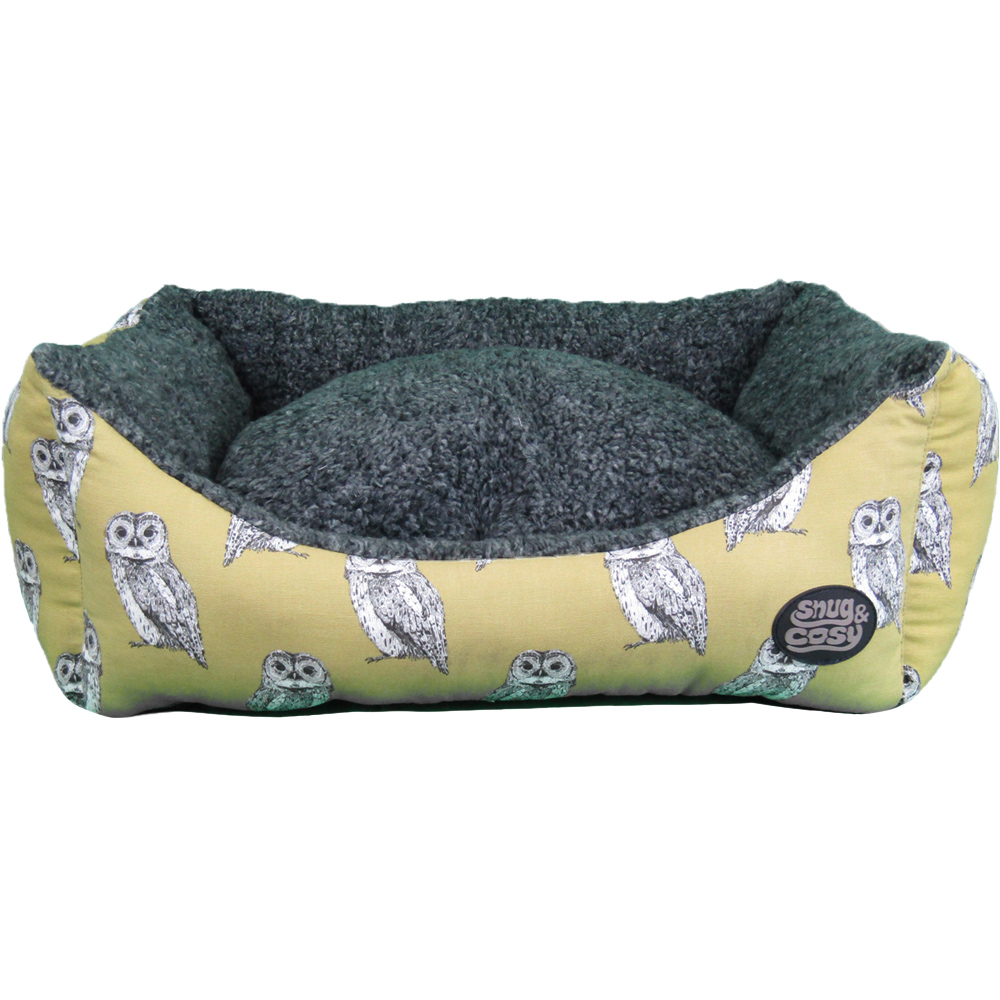Snug & Cosy Medium Rectangle Owl Print Dog Bed Image 1