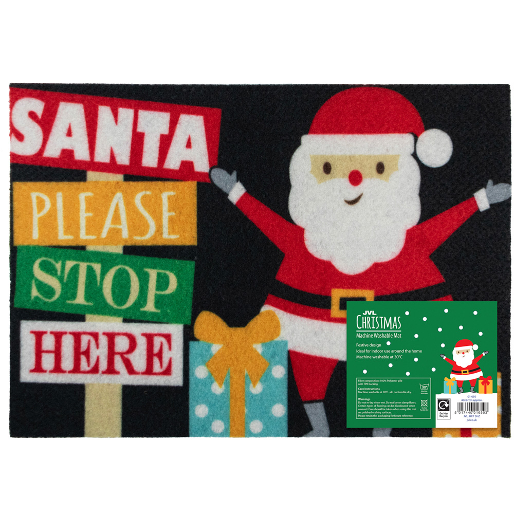 JVL Christmas Santa Machine Washable Door Mat 40 x 57cm Image 3