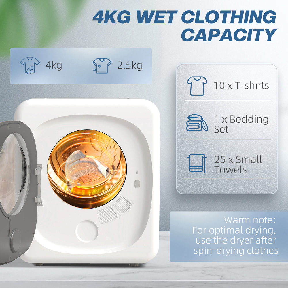 HOMCOM White Compact Small Tumble Dryer Machine 4kg 800W Image 5