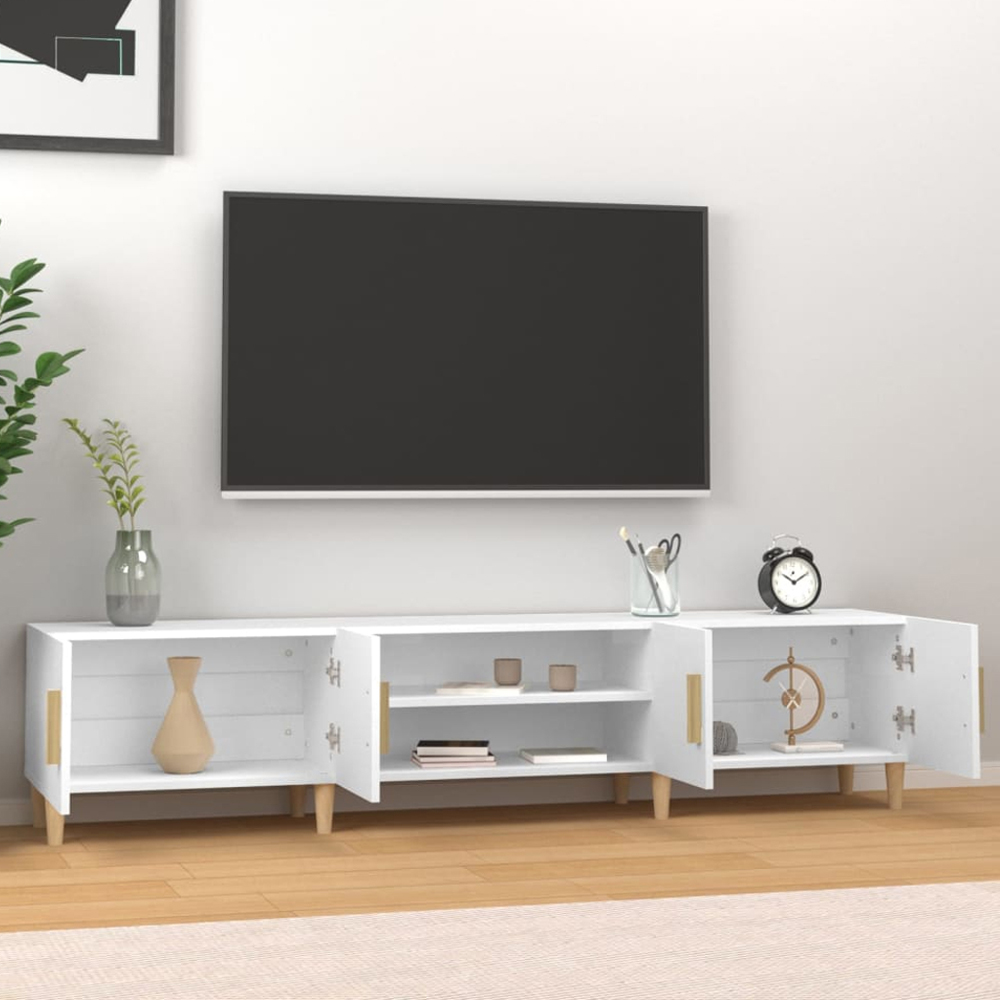 vidaXL 4 Door 2 Shelf White TV Cabinet Image 1