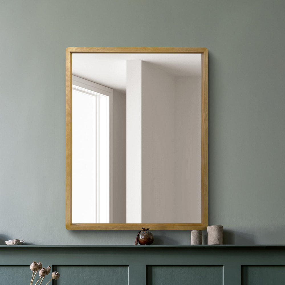 The Naturalis Solid Oak Framed Overmantle Wall Mirror 102 x 80cm Image 2