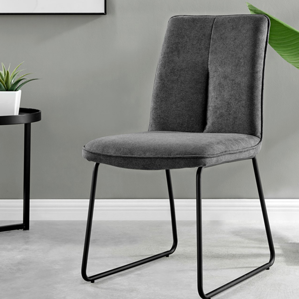 Furniturebox Molini Harley 6 Seater Dining Set Black Gloss and Dark Grey Image 3