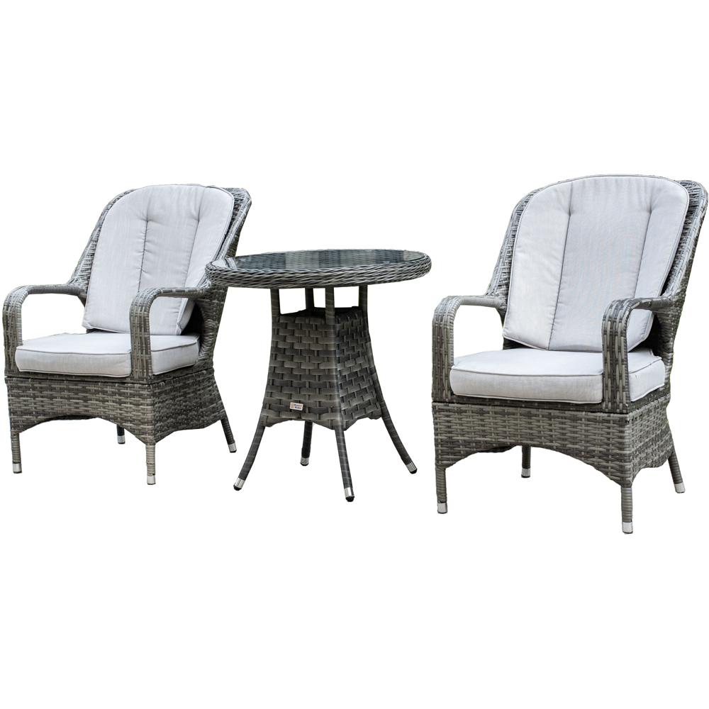 Direct Wicker 2 Seater Grey Garden Aluminium Rattan Bistro Set Image 2