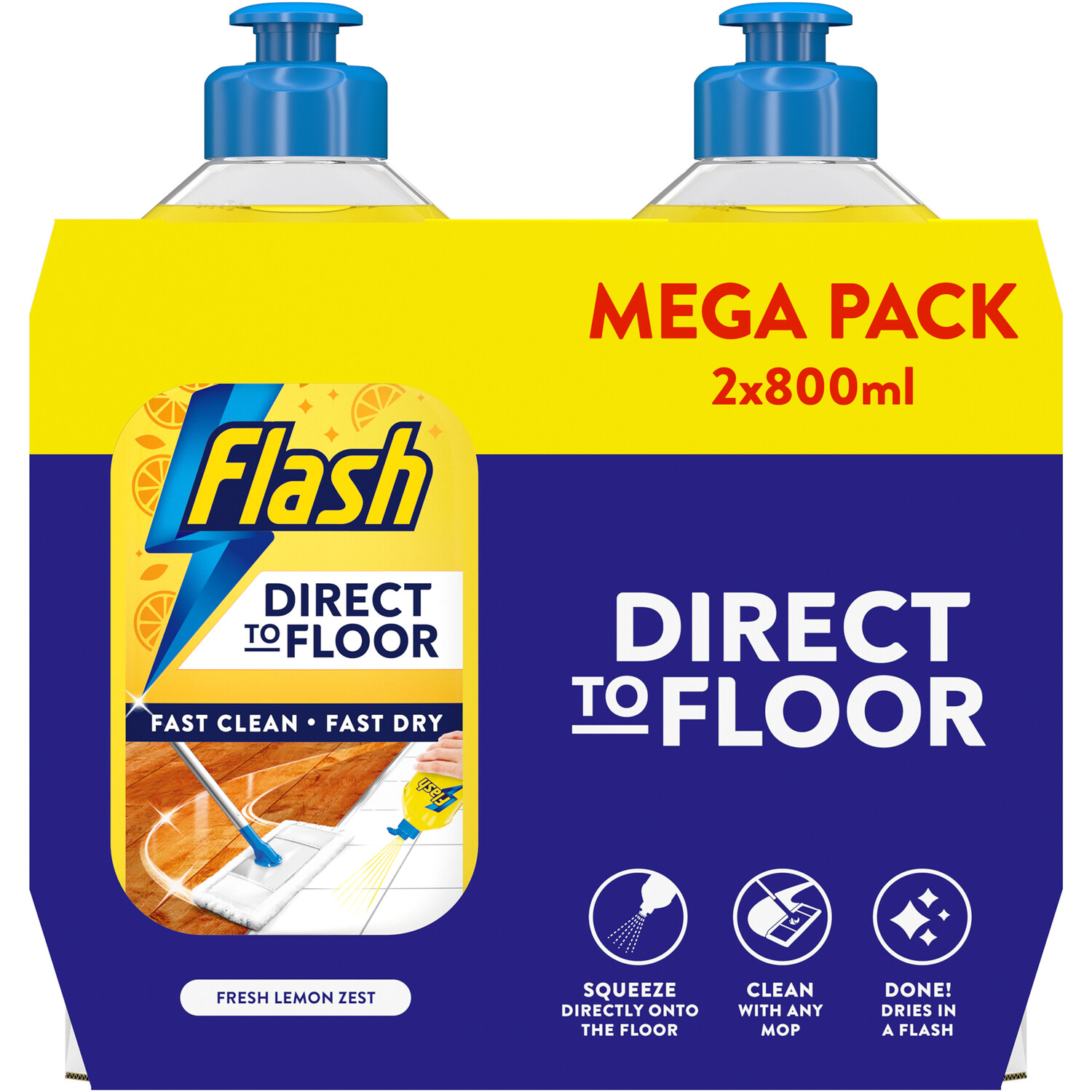 Pack of 2 Flash Direct to Floor Liquid Cleaners Fresh Lemon Zest Image 2