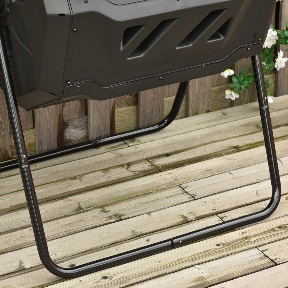 Outsunny 160L Black 2 Chamber Steel Tumbling Garden Compost Bin Image 4