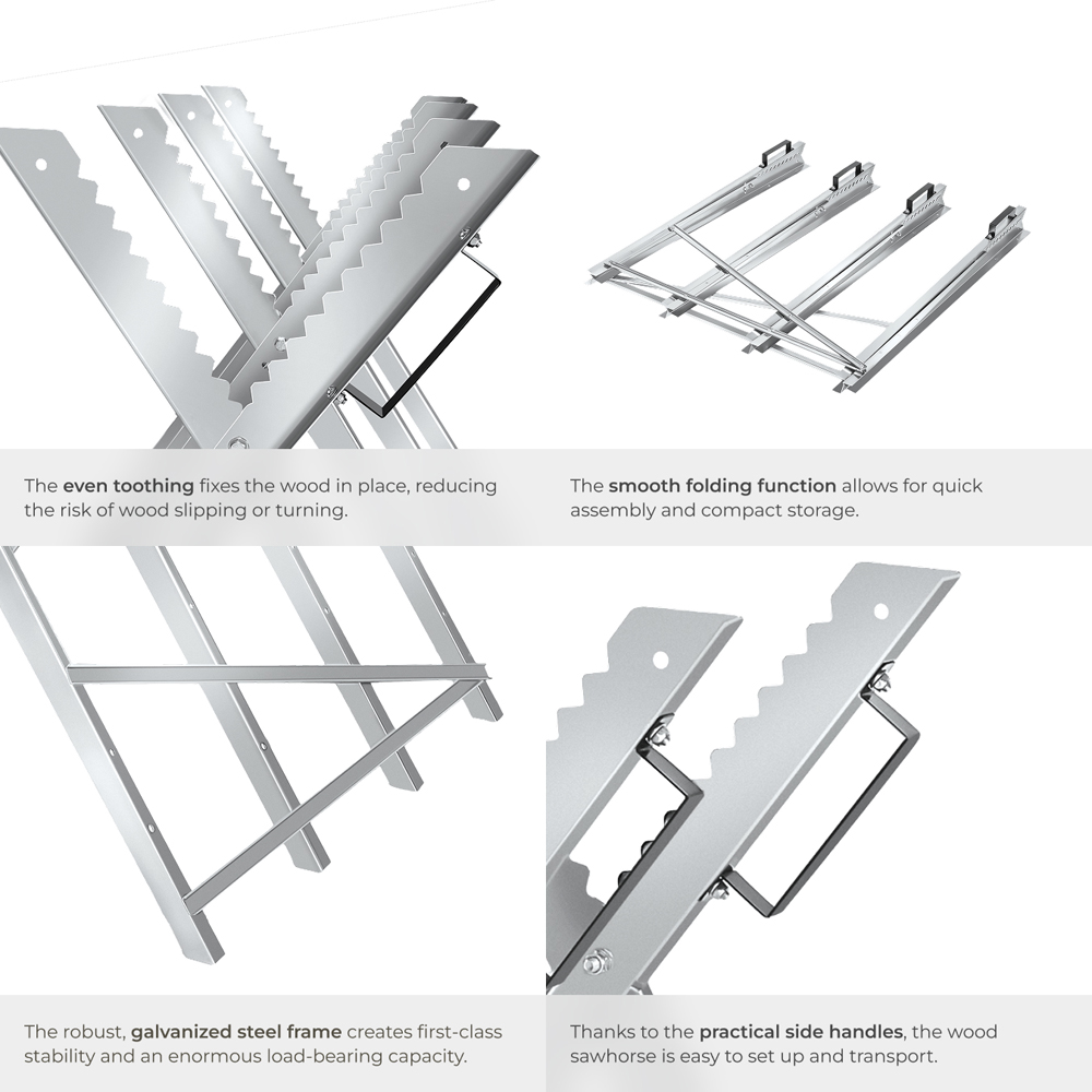 tectake Foldable Steel Sawhorse with Stem Holders Image 5