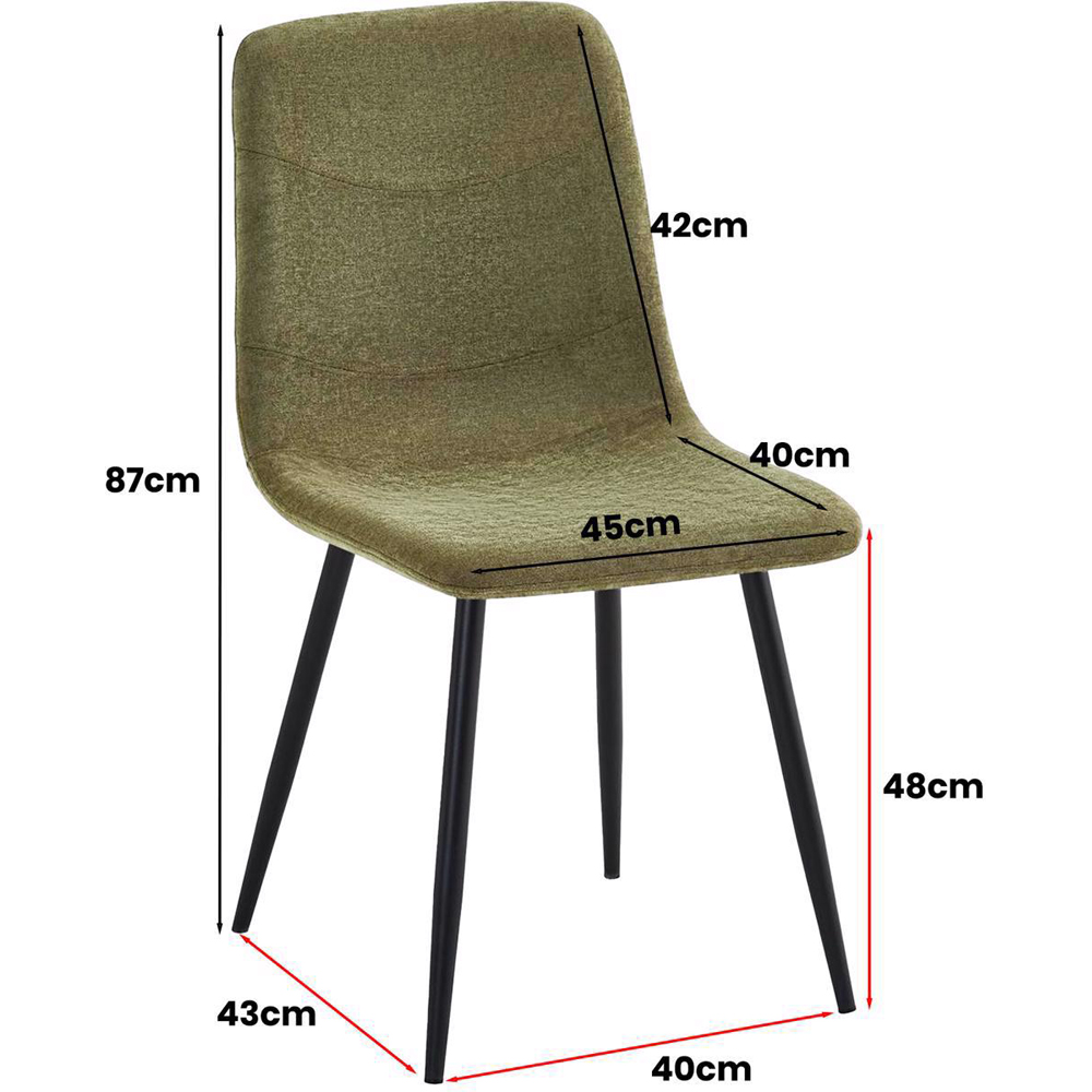 FWStyle Evie Set of 2 Green and Black Linen Upholstered Steel Frame Dining Chair Image 8