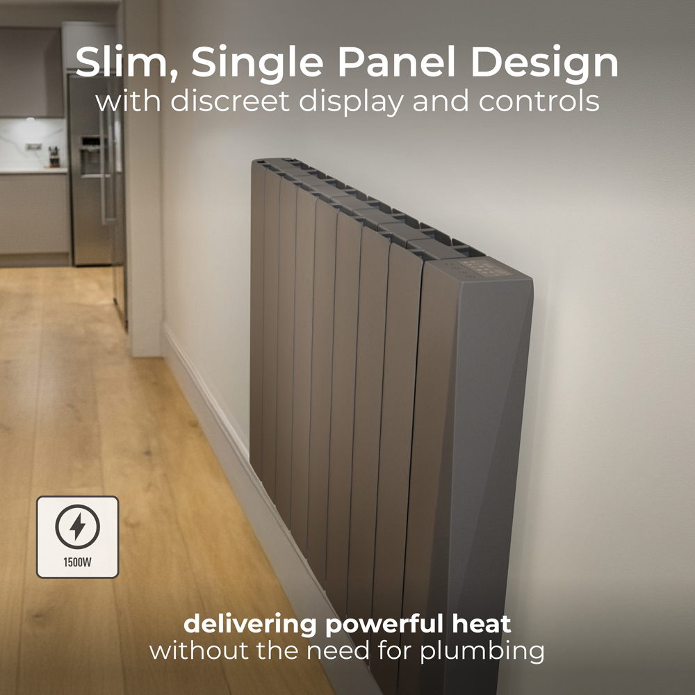 Masterplug SmartEnergy Comfort 8 Fin Grey Oil Filled Radiator 1500W Image 4