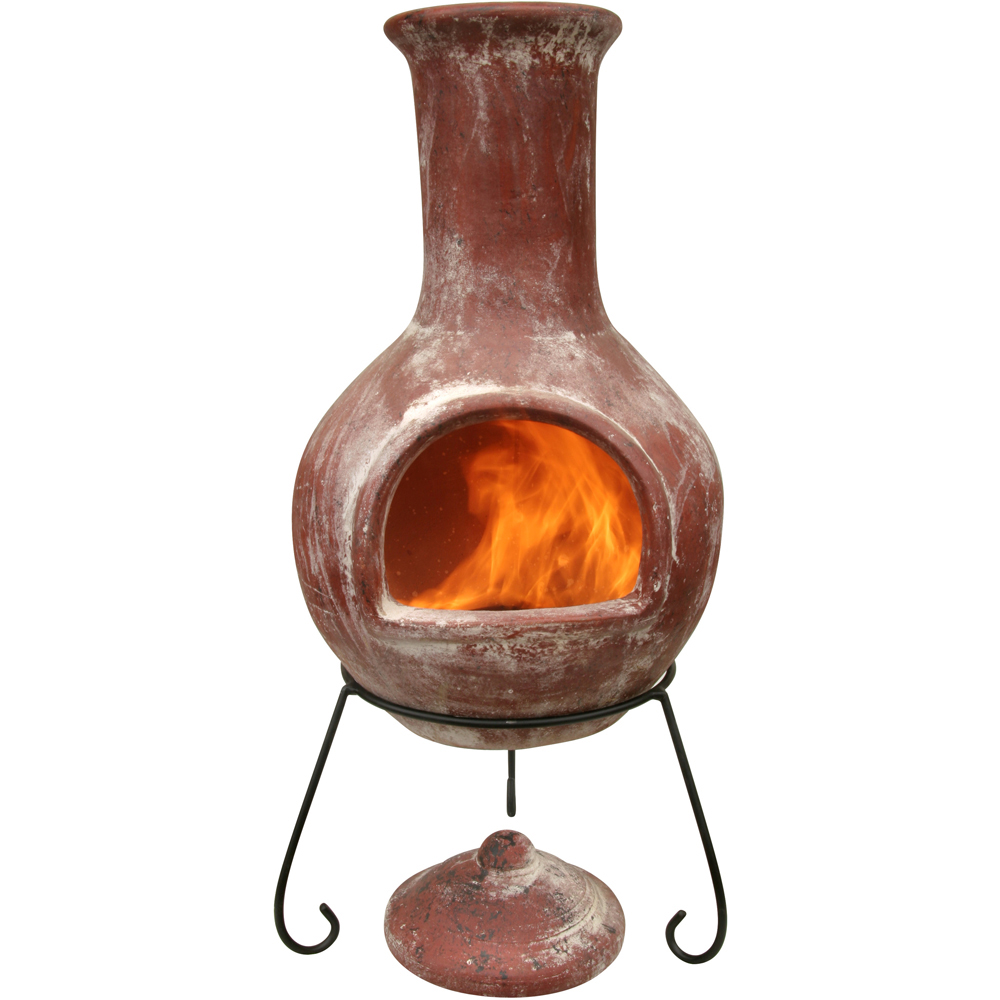 Gardeco Colima Extra Large Red Mexican Chimenea with Stand and Lid Image 1