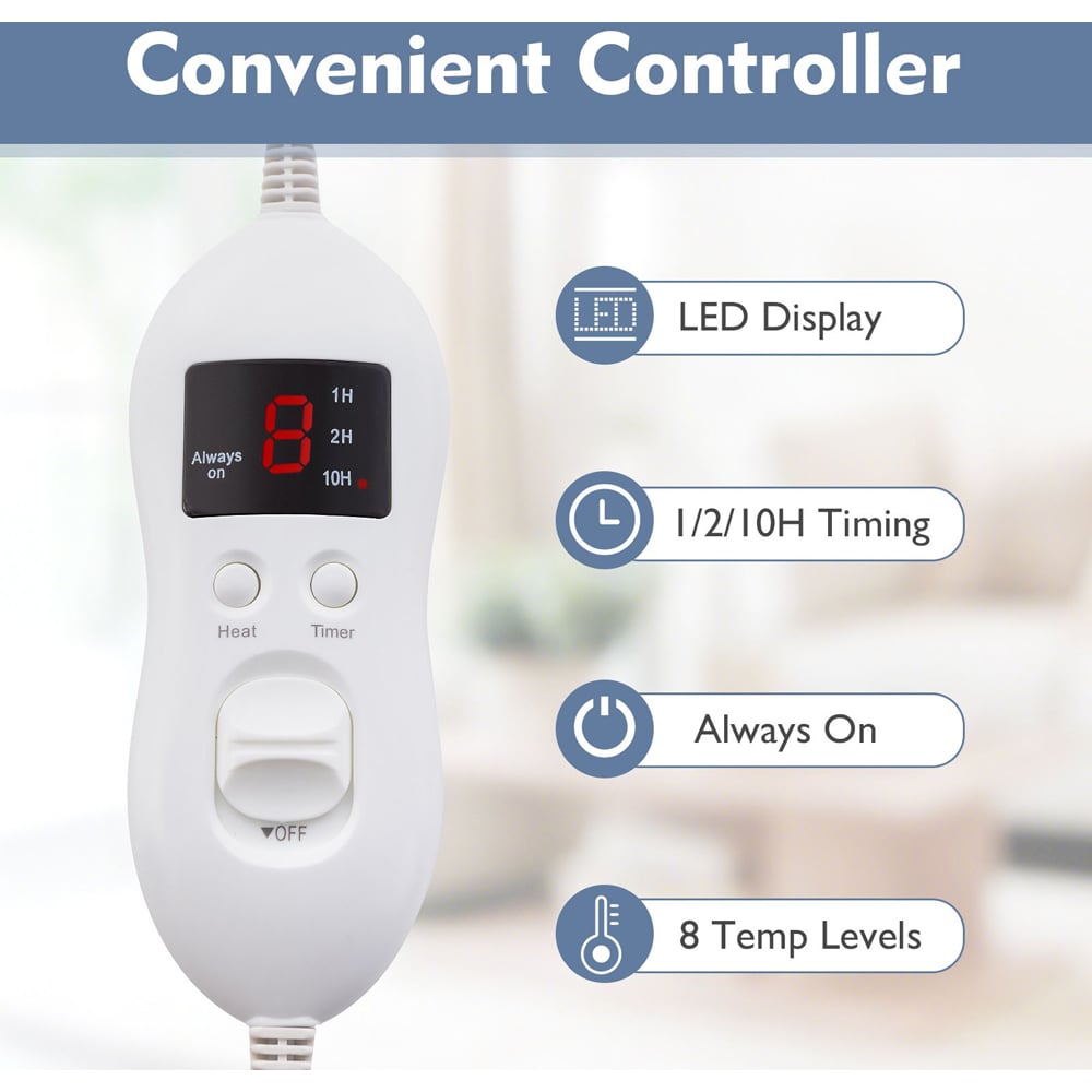 Costway Medium Electric Mattress Pad with 8 Heat Settings Image 8