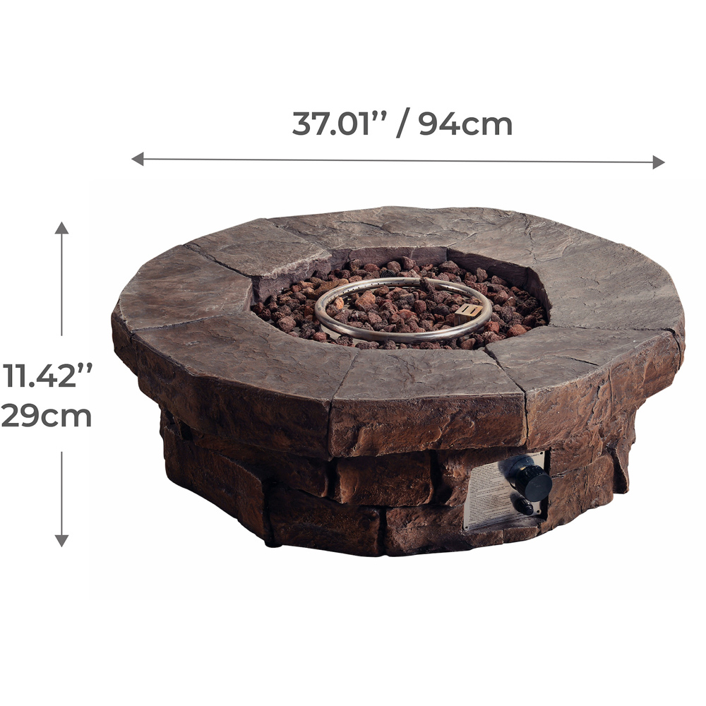 Teamson Home Round Stone Look Propane Gas Outdoor Fire Pit Image 8