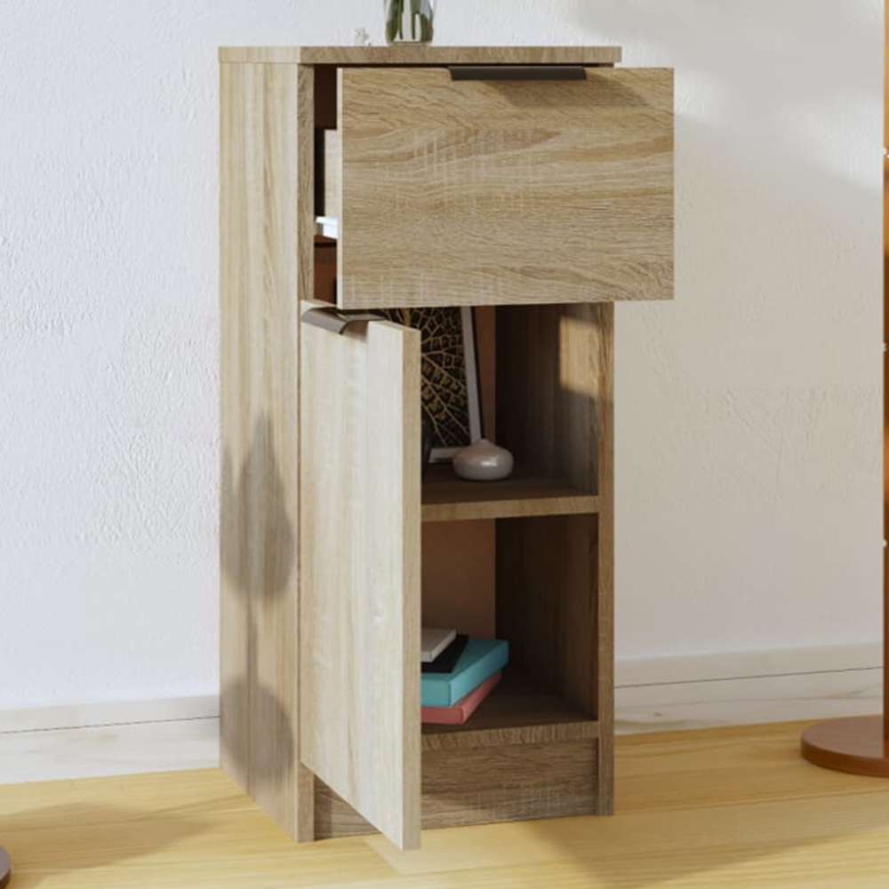vidaXL Single Door Single Drawer Sonoma Oak Sideboard Image 1