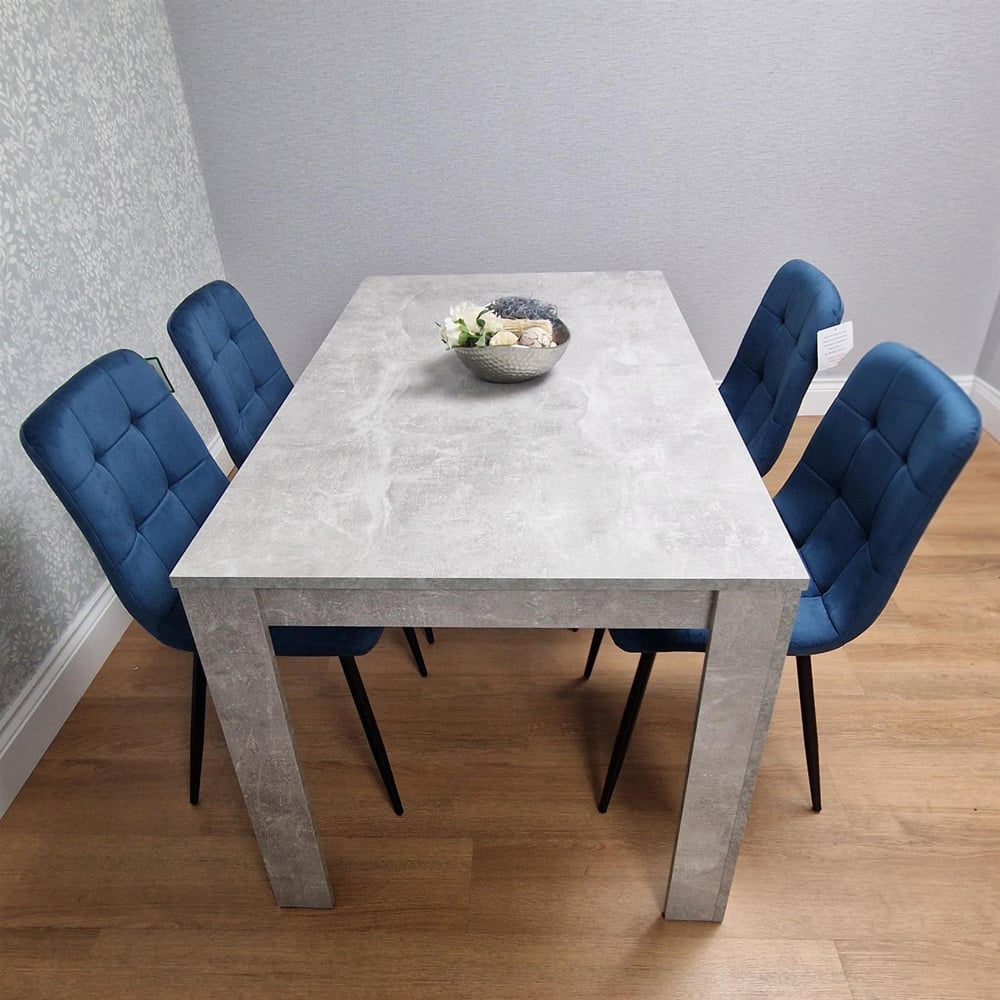 Kosy Koala Rocco 4 Seater Wooden Velvet Dining Set Stone Grey and Blue Image 8