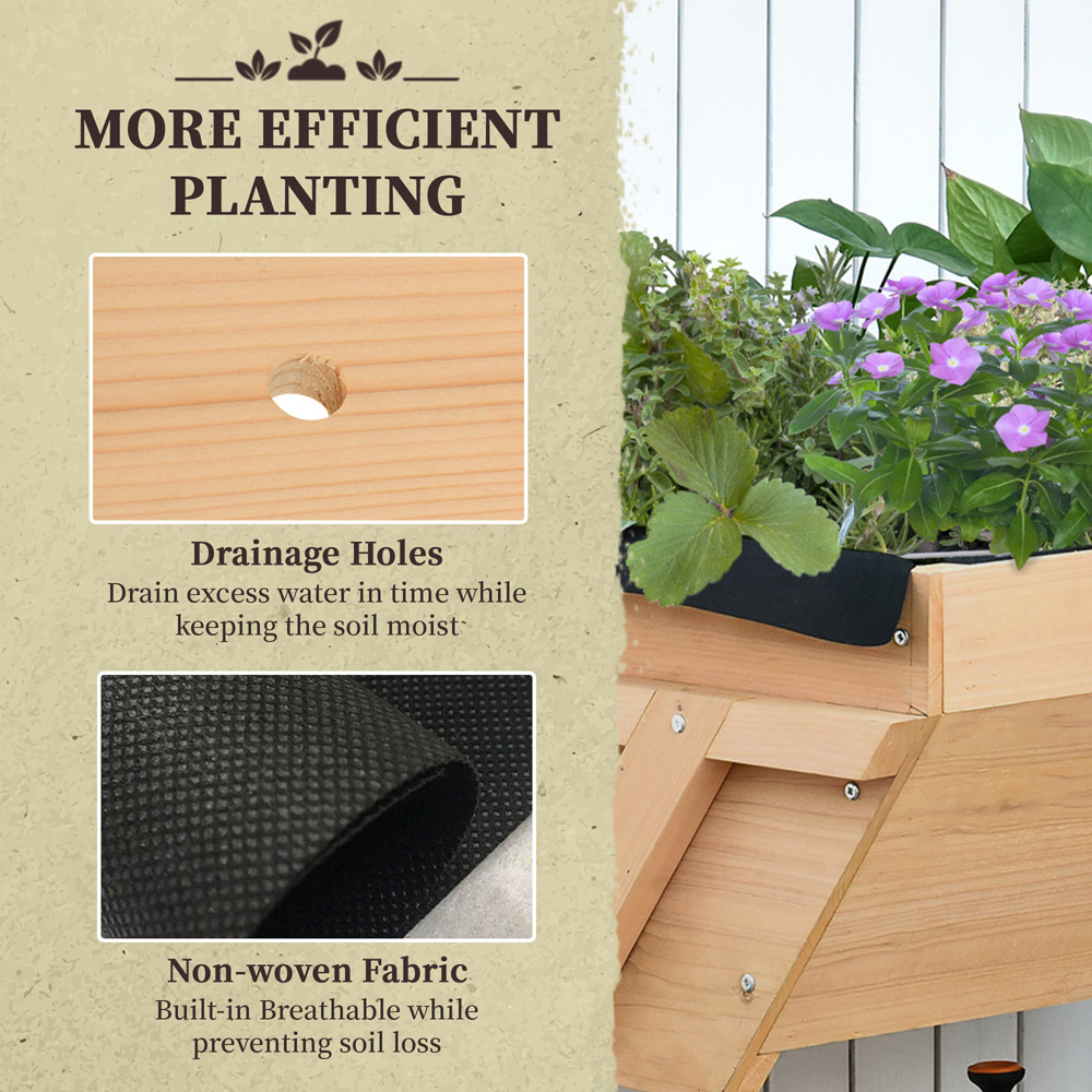Outsunny Wooden Raised Planter Bed Stand 80 x 70 x 100cm Image 6
