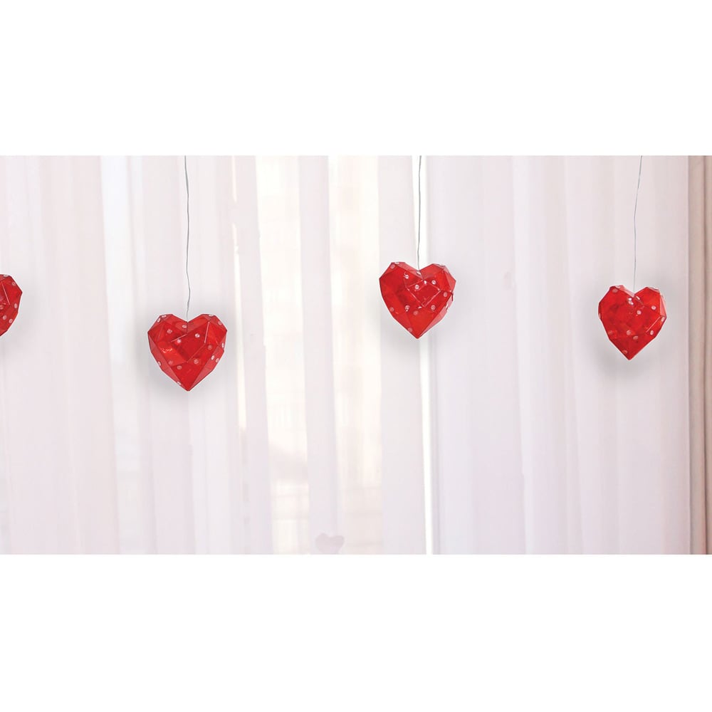 Iridescent Heart Curtain Light - Red Image 6