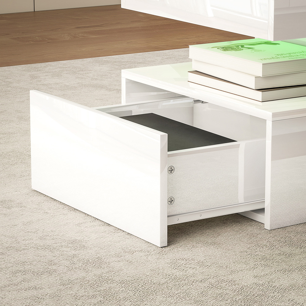 HOMCOM White High Gloss LED Coffee Table with Storage Image 4