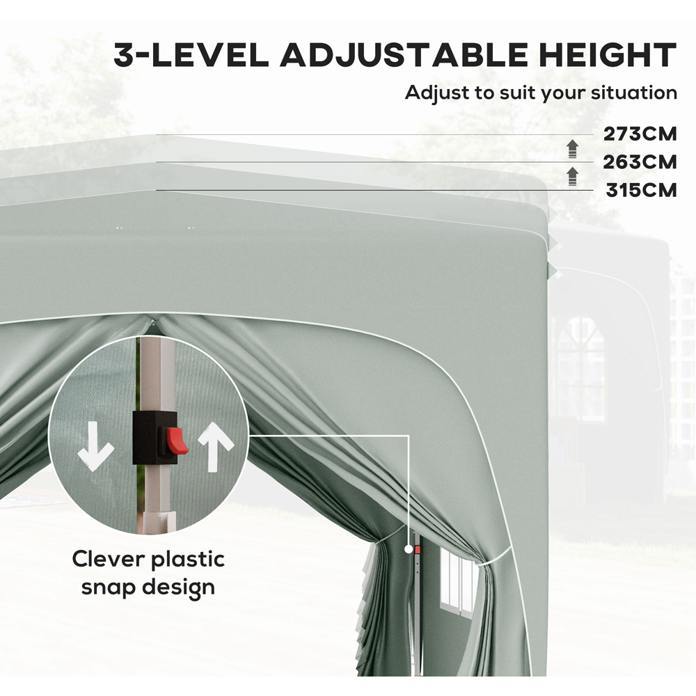 Outsunny 3 x 3m Light Grey UPF50+ Pop Up Gazebo with Sides and Carry Bag Image 5