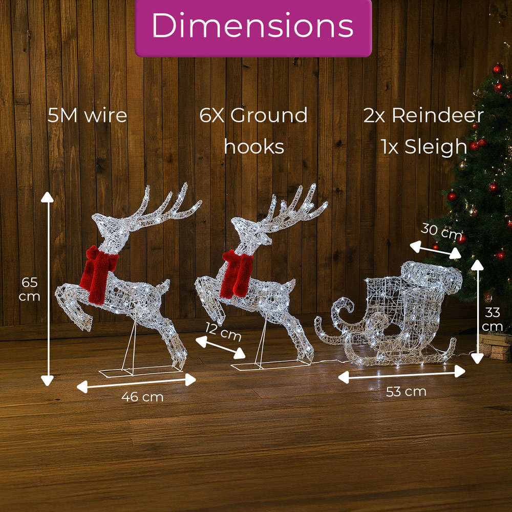 Neo 240 Mixed LED Sleigh Reindeer Christmas Decoration 65cm Image 8