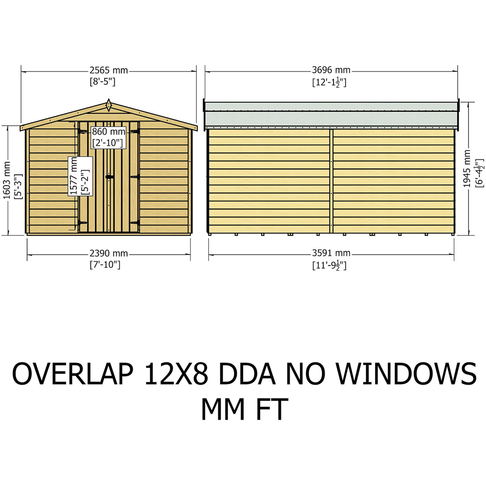Shire 12 x 8ft Double Door Overlap Apex Wooden Shed Image 7