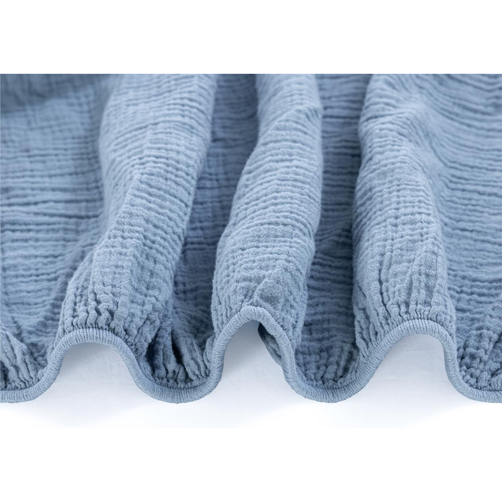 MHG Living Blue and Light Blue Cotton Muslin Fitted Cot Bed Sheet 120 x 60cm 2 Pack Image 3