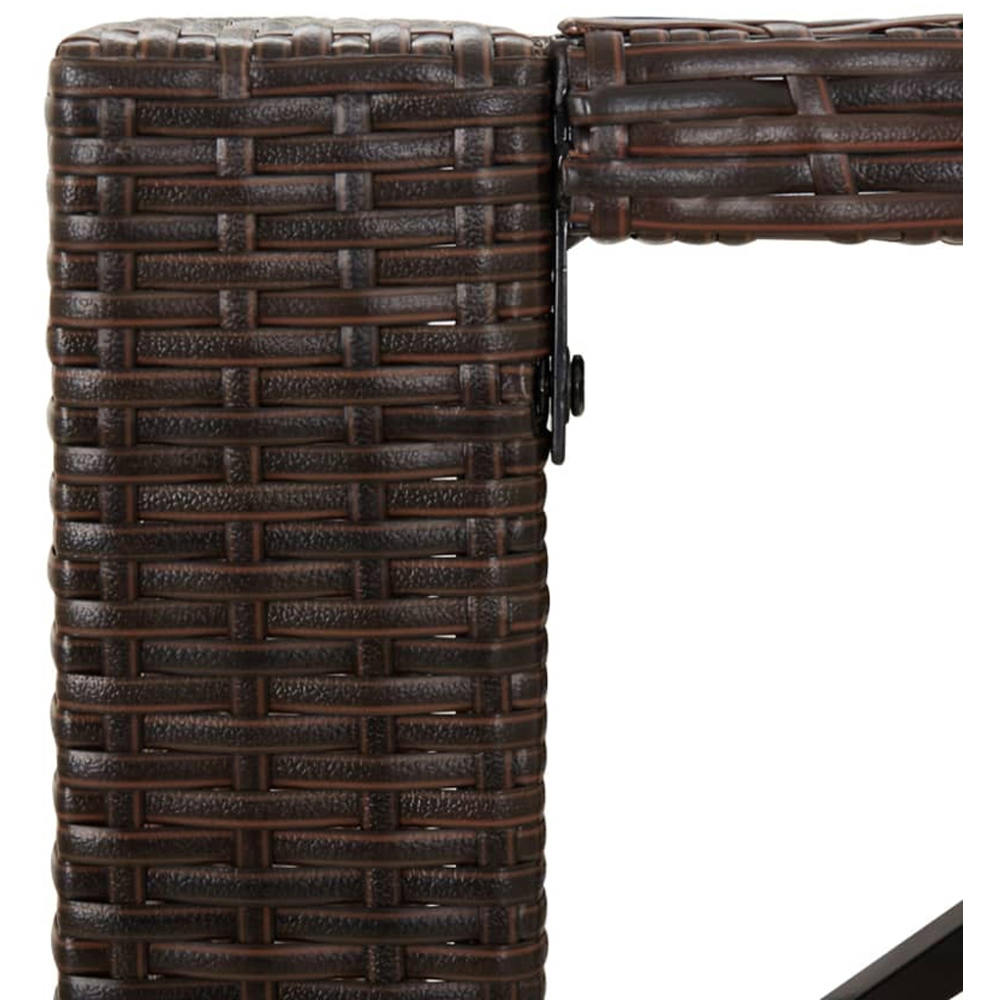 vidaXL Brown and Black Polyrattan Glass Top Bar Table 110 x 80 x 145cm Image 5