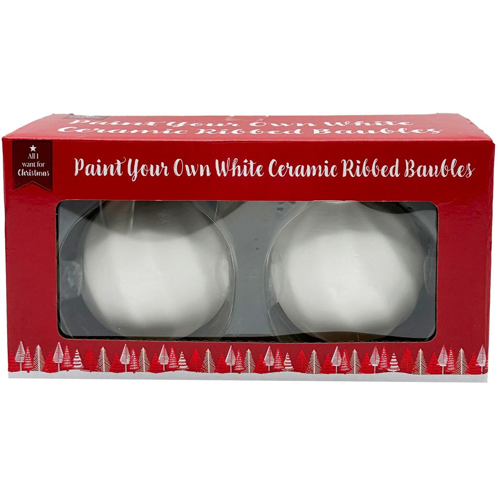 Paint Your Own Ceramic Ribbed Baubles Kit Image 1