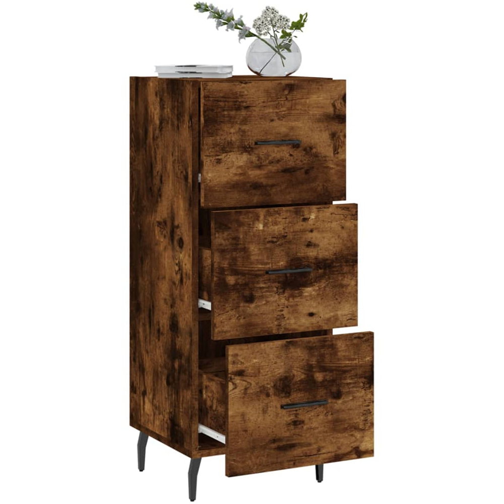 vidaXL 3 Drawer Smoked Oak Narrow Sideboard Image 4