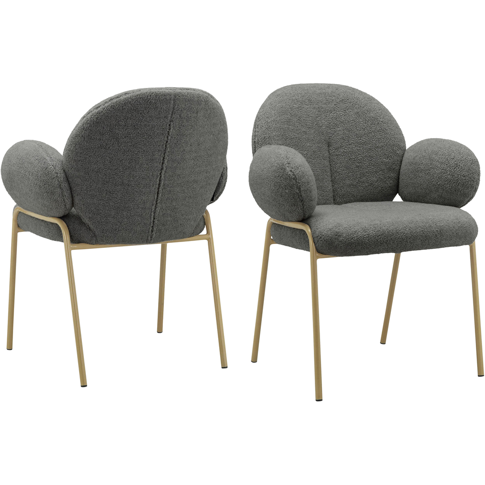 Dorel Iwama Set of 2 Dark Grey Teddy Fabric Dining Chair Image 2
