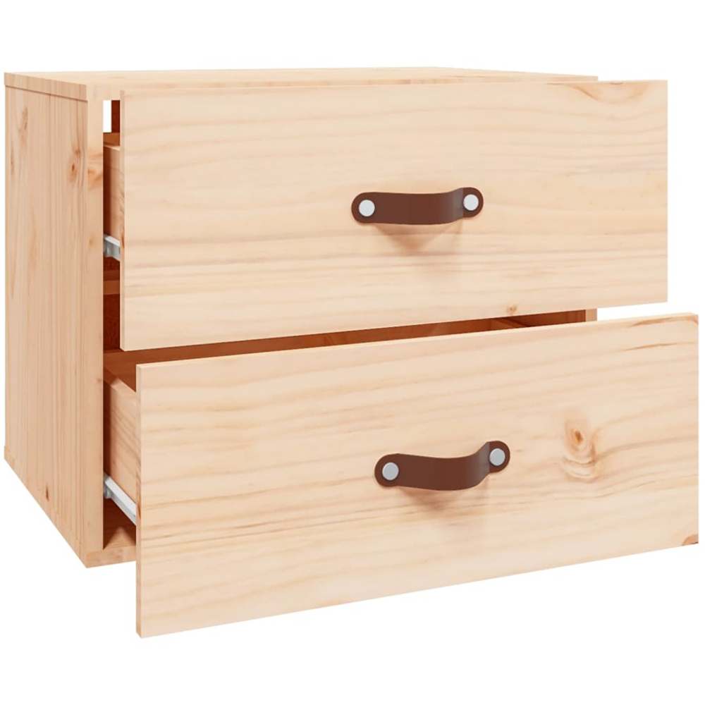 vidaXL 2 Drawer Natural Wall Mounted Bedside Cabinet Image 3