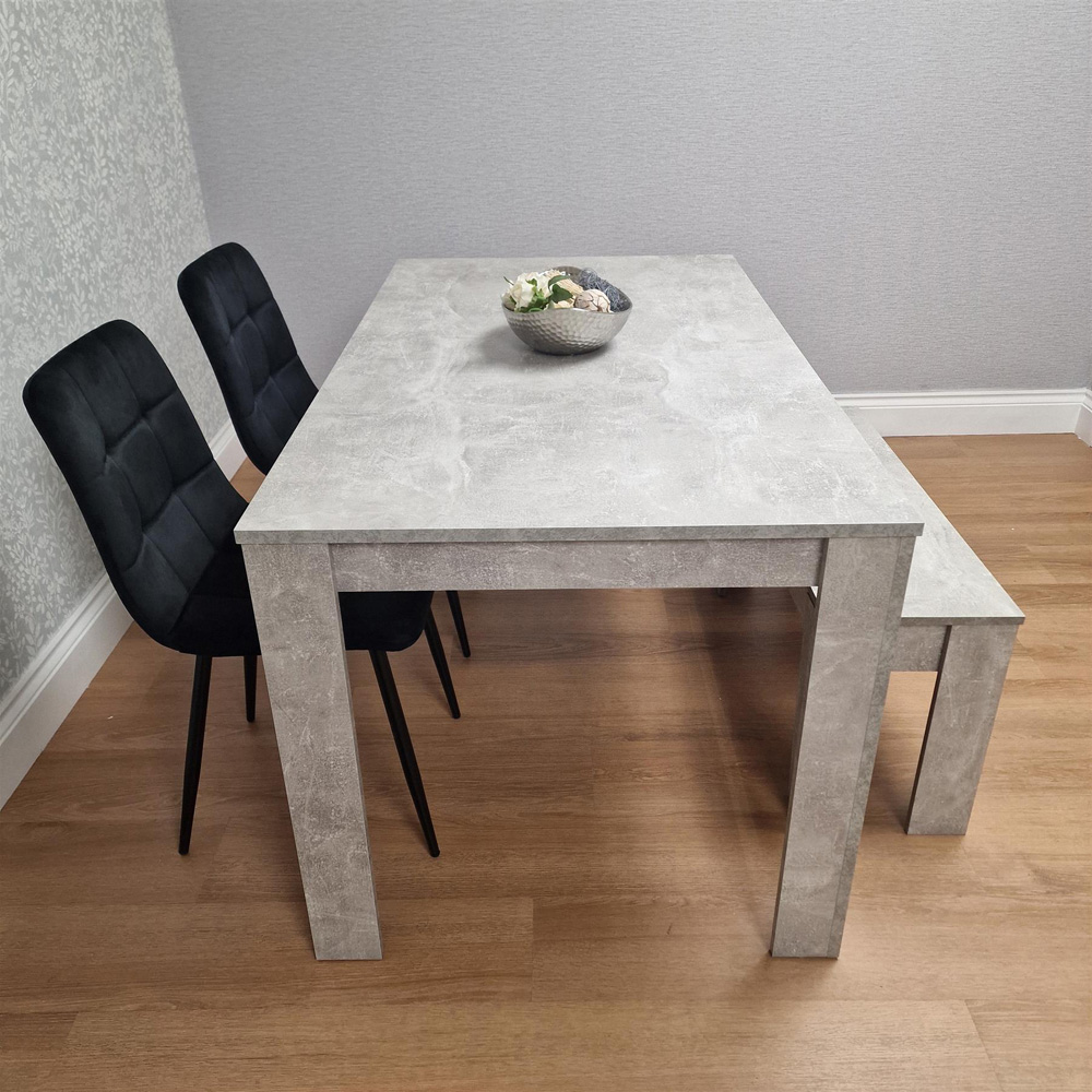 Kosy Koala 4 Seater Velvet Dining Bench Set Stone Grey Effect and Black Image 7