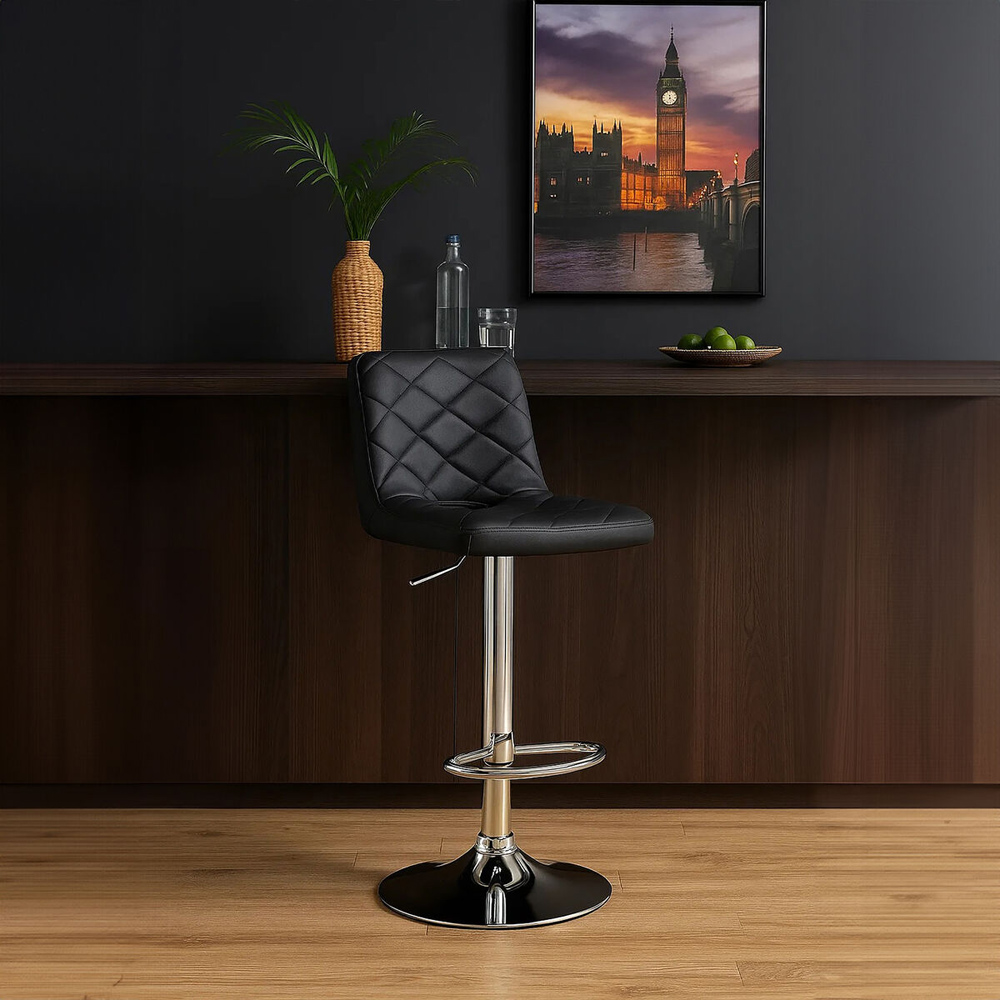 Premier Housewares Tara Grey Faux Leather Bar Chair Image 2