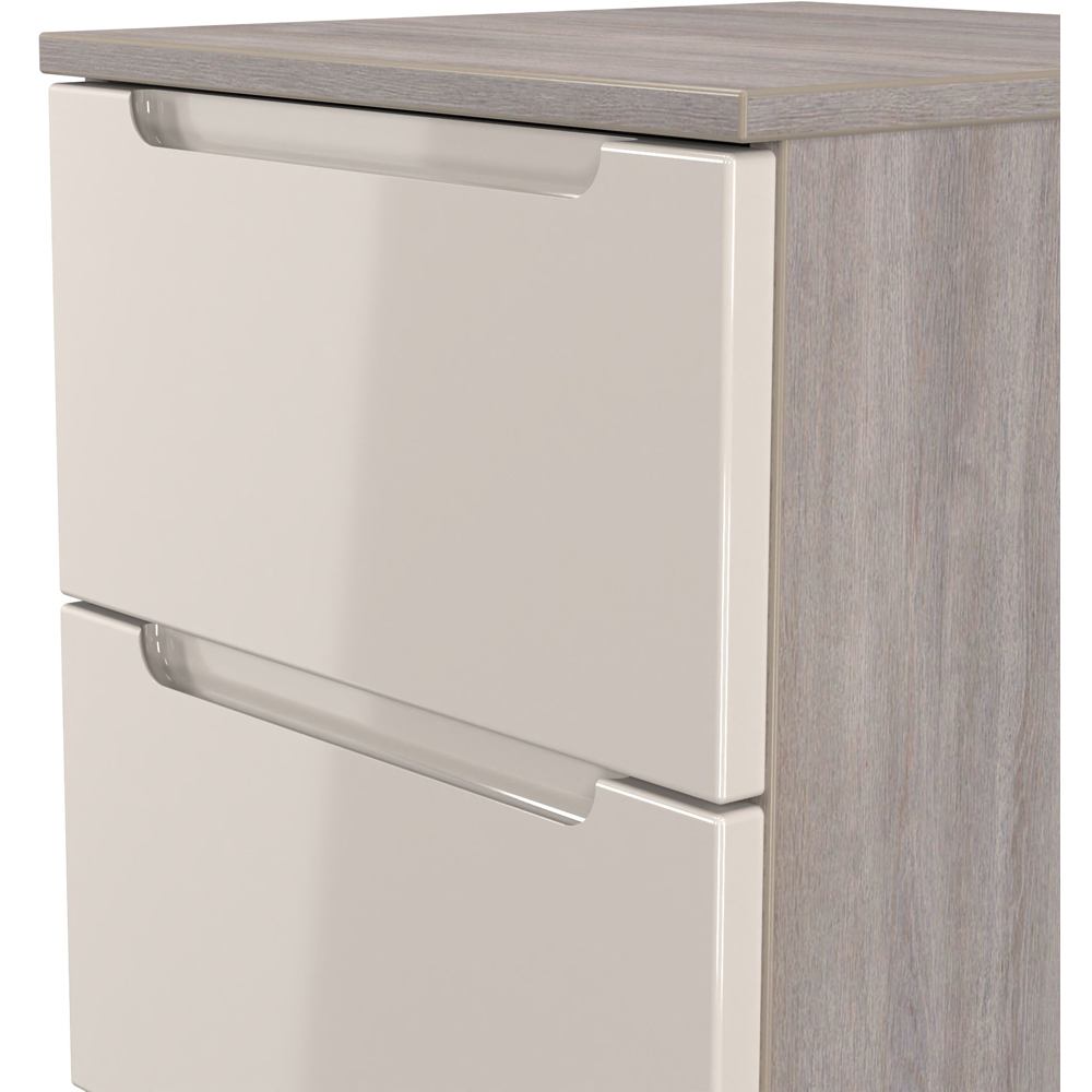 Crowndale Milan 3 Drawer Kashmir Gloss and Grey Oak Bedside Cabinet Ready Assembled Image 5