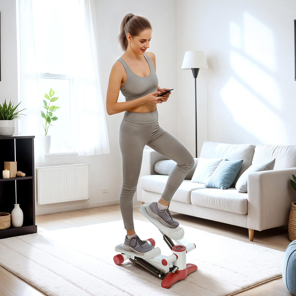 Sportnow Grey Mini Stepper Machine with LCD Monitor and Non-Slip Pedals Image 2