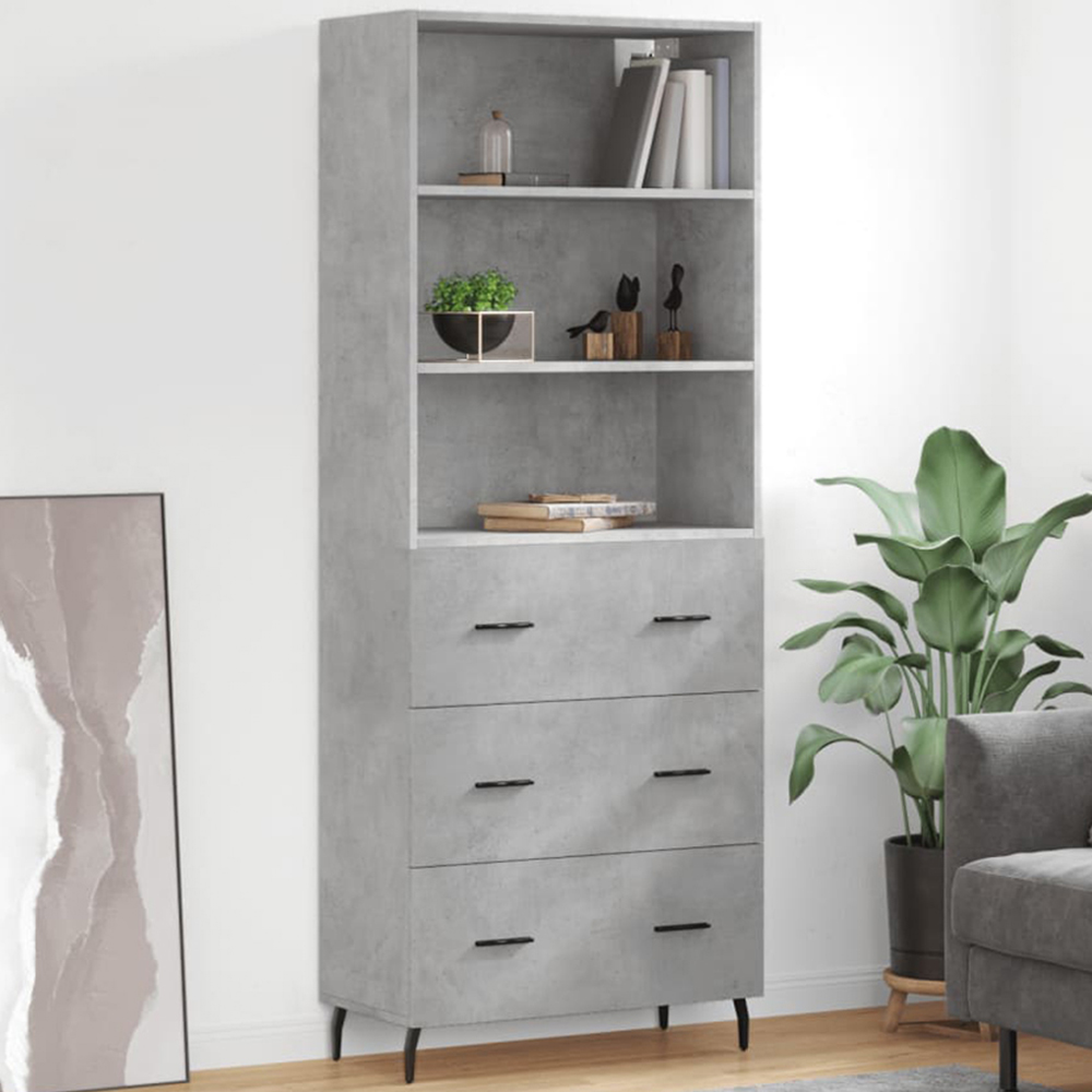 vidaXL 3 Drawer 3 Shelf Grey Sonoma Tall Highboard Image 1