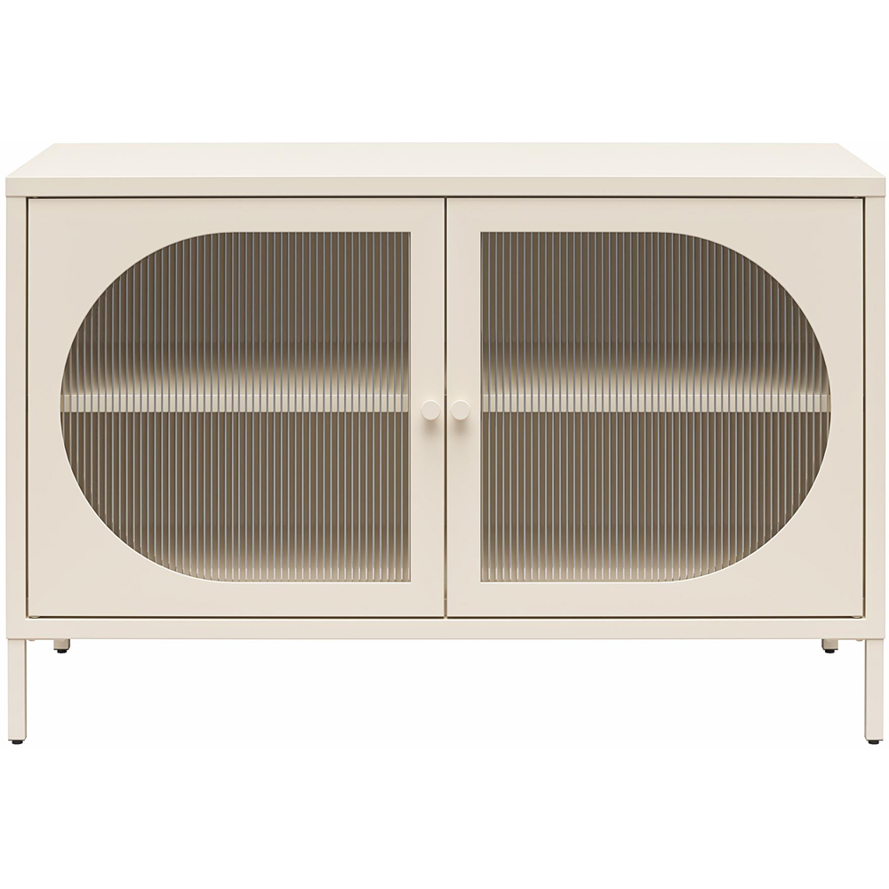 Dorel Luna 2 Door Beige Fluted Glass Wide Accent Cabinet Image 3