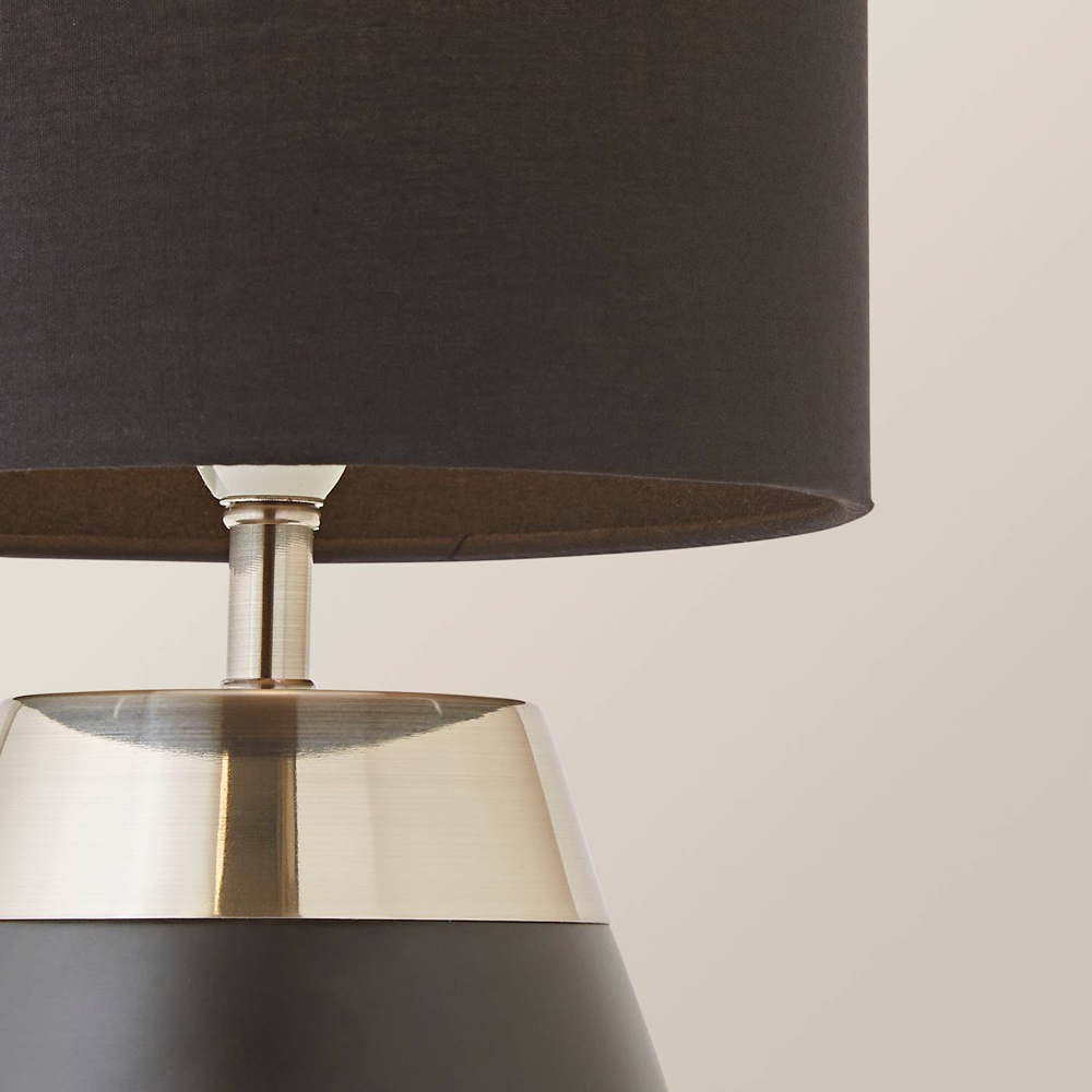 ValueLights Hurst Drum Shade Black Touch Table Lamp with Bulb Image 3