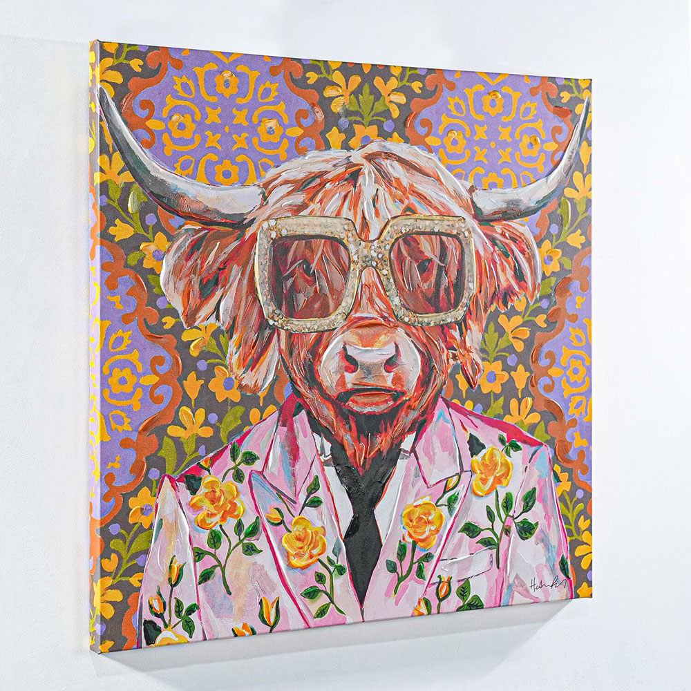 Heather Perry Stylish Floral Cow Canvas - Multicolour Image 2