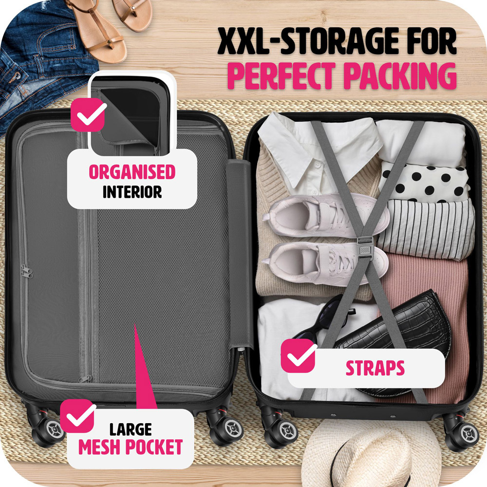 Tectake Set of 3 Black Hard Shell Travel Suitcase Set with Removable Wheels Image 7