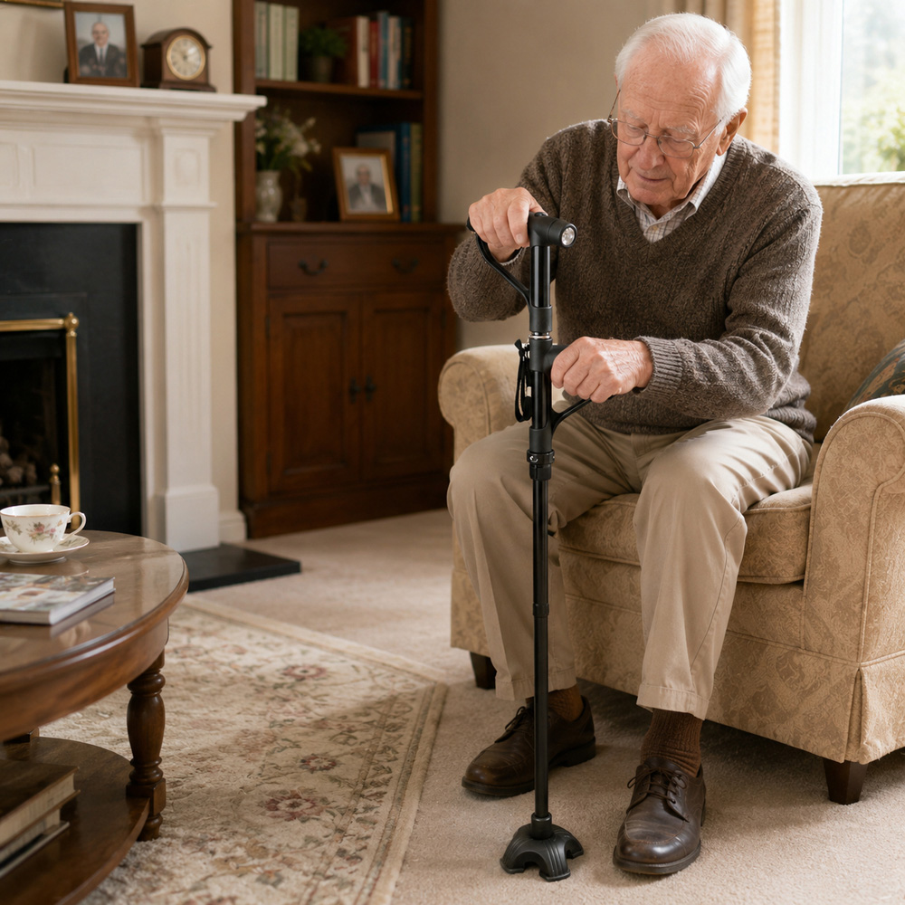Avilo Get Up and Go Walking Stick Cane with LED Torch Image 2