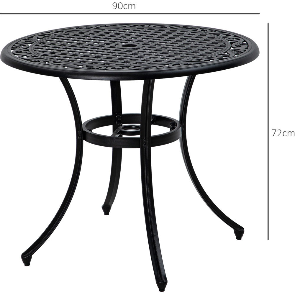 Outsunny Round Garden Dining Table with Parasol Hole Black Image 8