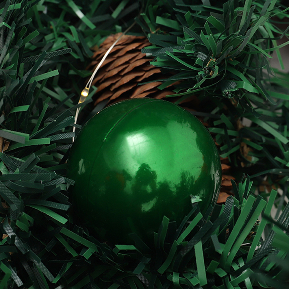 Living and Home Christmas Garland with Red Baubles Bow and Pinecones 270cm Image 6