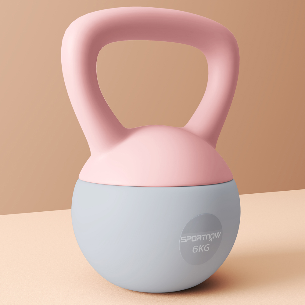 SPORTNOW Pink and Grey Soft Body Kettlebell with Non Slip Handle 6kg Image 3