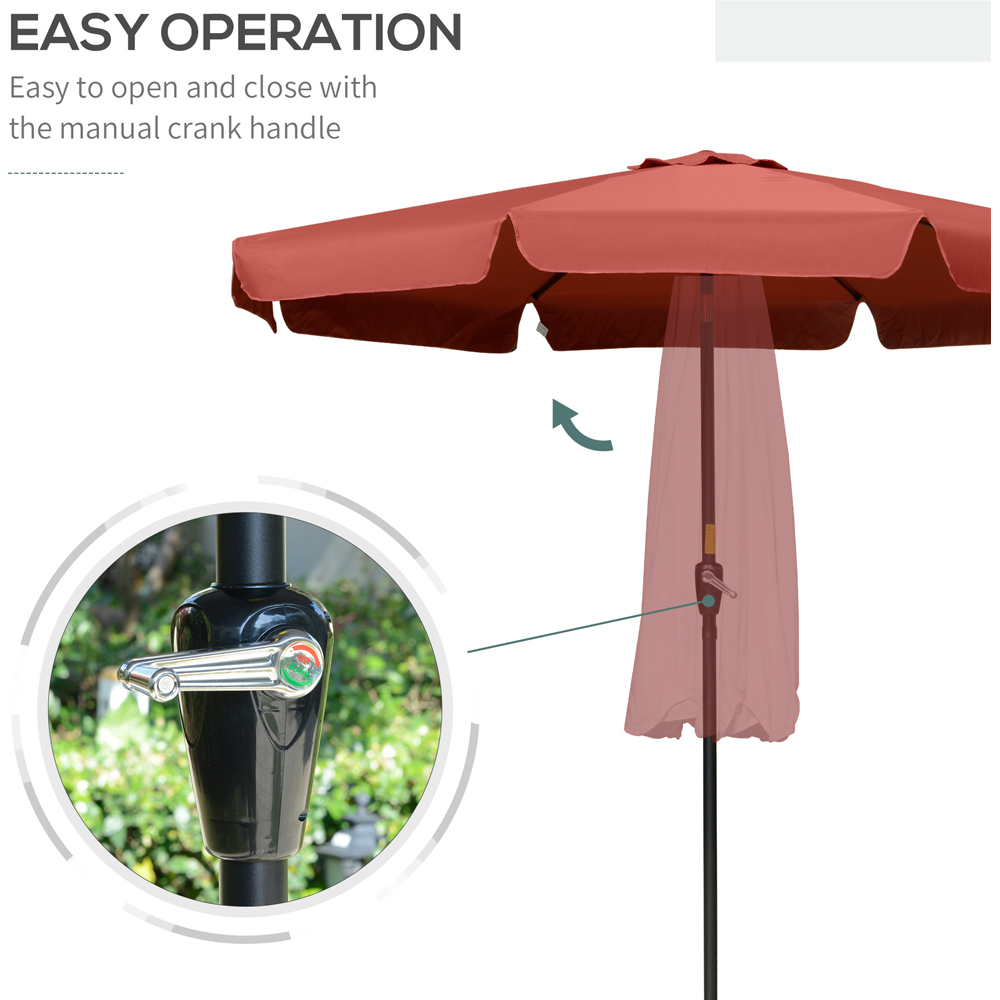 Outsunny Wine Red Crank and Tilt Parasol with Ruffles 2.66m Image 5